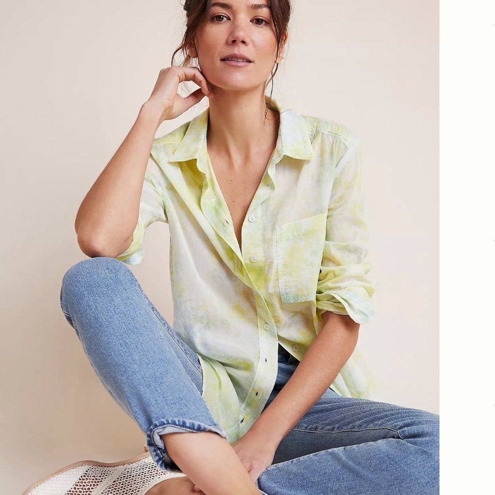 NWT anthropologie cate classic tie-dye button down